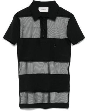 Coperni "Striped Sheer" Polo Top - Black