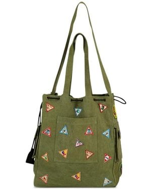 BAZISZT Scout Patch-Embellished Tote Bag - Green