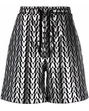 Valentino Garavani High-Shine Monogram Shorts - Black