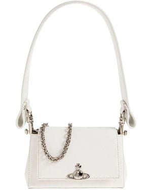 Vivienne Westwood Medium Hazel Orb-Plaque Chain-Link Shoulder Bag - White