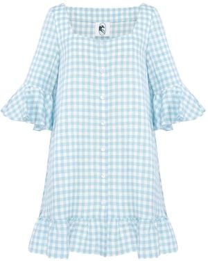 Sleeper Plaid-Print Mini-Dress - Blue