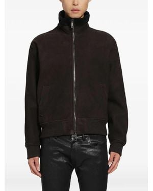 Giorgio Brato Shearling-Collar Zip-Up Leather Jacket - Black