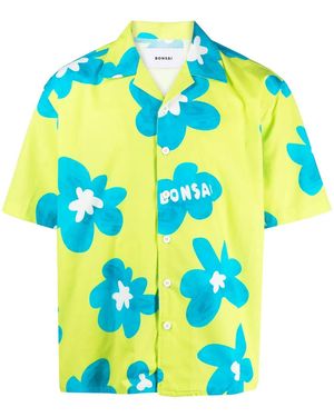 Bonsai Floral-Print Cotton Shirt - Blue