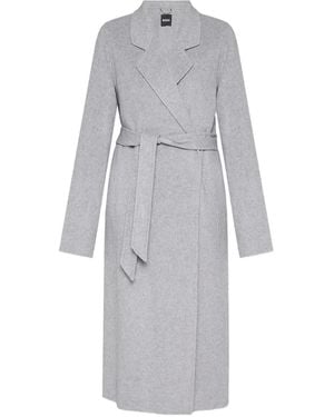 BOSS Chaqueta de mezcla de lana con cinturón - Gris