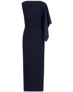 Oscar de la Renta Robe En Maille Broche Hibiscus - Bleu