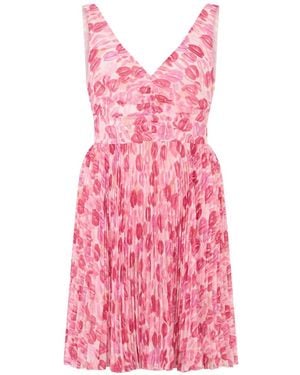 RED Valentino Pleated Print Dress - Pink