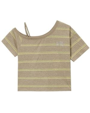 Mini Cream Striped Single-Strap Top - Natural