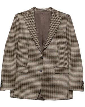 Tagliatore Houndstooth-Pattern Wool Blazer - Brown
