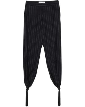 Burc Akyol Pinstripe Tasselled Pants - Black