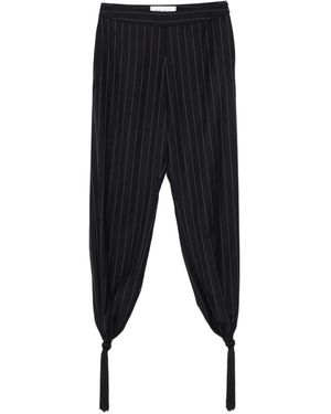 Burc Akyol Pinstripe Tasselled Pants - Black