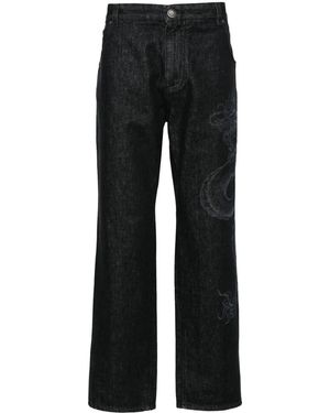 Balmain Jeans Dritti A Vita Media - Nero