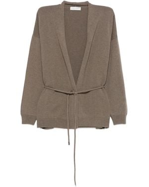 Le Tricot Perugia Cardigan mit Bindegürtel - Braun