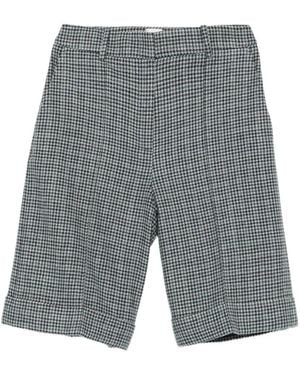 Eleventy Houndstooth-Pattern Turned-Up Shorts - Grey