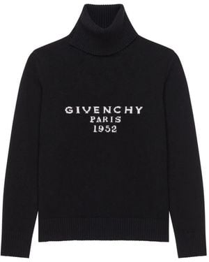 Givenchy Jersey De Lana Y Cachemira Con Cuello Alto Y Logo - Negro