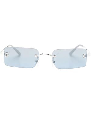 Cartier C Décor Rimless Rectangle-Frame Sunglasses - White