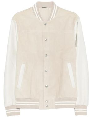 Eleventy Striped Bomber Jacket - White