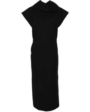 Issey Miyake Sculptural Asymmetric Midi Dress - Black