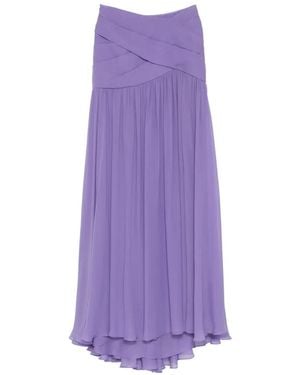Elie Saab Draped Silk Skirt - Purple