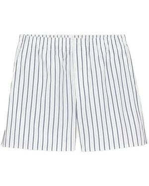 Ami Paris Pantalones Cortos Elásticos A Rayas - Blanco