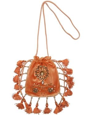Maliparmi Bead-Embellished Tassel Cross Body Bag - Orange