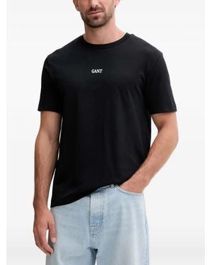 GANT Logo-Embroidered T-Shirt - Black