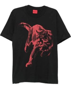 HUGO Graphic-Print T-Shirt - Black