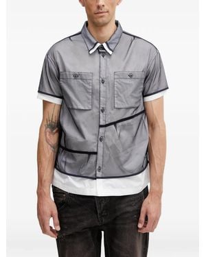 ANDERSSON BELL Layered Mesh-Overlay Shirt - Grey
