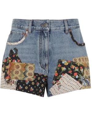 Valentino Garavani Patchwork Denim Shorts - Blue