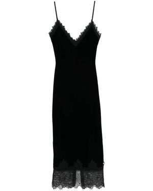 Nissa Midikleid aus Samt - Schwarz