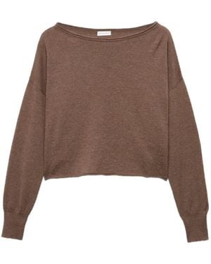 7 For All Mankind Boat-Neck Cropped Jumper - Brown