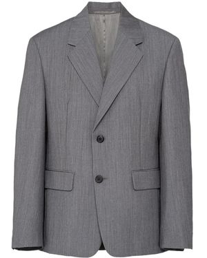 Prada Single-Breasted Mohair-Wool Blazer - Grey