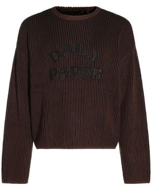 Daily Paper Mole Dias Logo-Patch Ribbed-Knit Jumper - Brown
