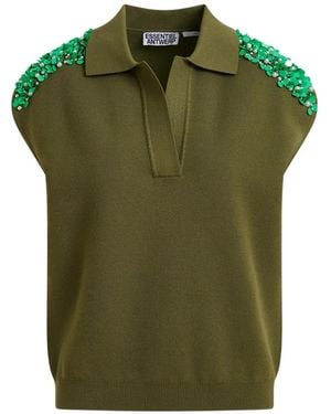Essentiel Antwerp Beaded Polo Top - Green