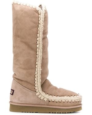 Mou Woven Detail Padded Boots - Brown