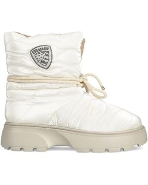 Blauer Quilted Lace-Up Boots - White