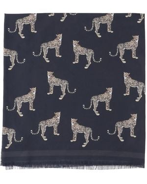 Nili Lotan Cheetah-print Silk Scarf - ブルー