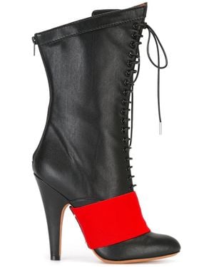 Givenchy Contrast Panel Lace-up Boots - Red