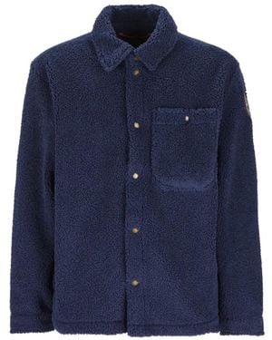 Napapijri Logo-Embroidered Fleece Shirt Jacket - Blue
