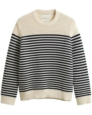 GANT Striped Textured-Knit Jumper - Black