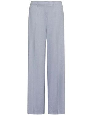 Marella Herringbone Palazzo Pants - Blue