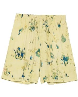 Amaranto Floral Print Shorts - Metallic