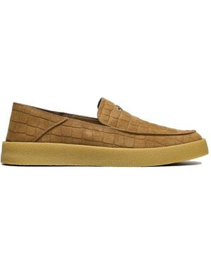 HIDE & JACK Croc-Effect Logo Loafers - Natural