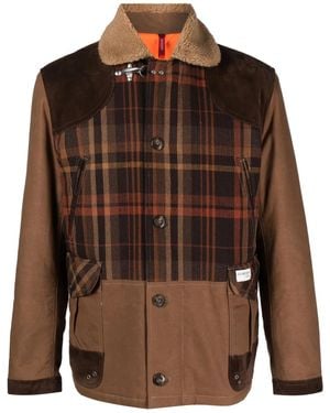 Fay Plaid-Pattern Field Jacket - Brown