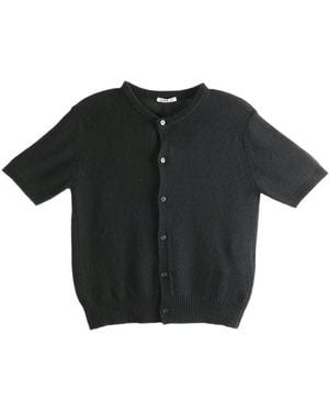 AURALEE Cardigan Boutonné À Manches Courtes - Black