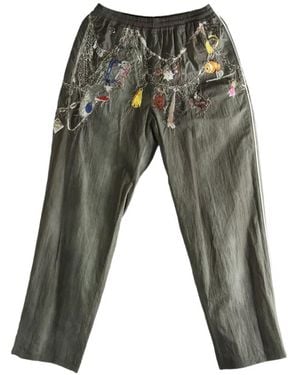 Doublet Chains-Embroidery Trousers - Grey