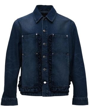 Simone Rocha Jeansjacke Mit Rüschen - Blau