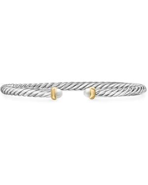 David Yurman 14Kt And Sterling Cable Flex Bracelet (4Mm) - White