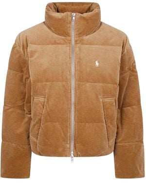 Polo Ralph Lauren Ribfluwelen Gewatteerd Donsjack - Bruin