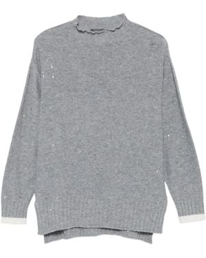 Lorena Antoniazzi Pull Réversible À Sequins Et Fentes Latérales - Gray