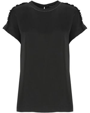 Fabiana Filippi Ruffled-trim T-shirt - Negro